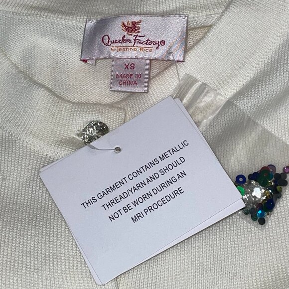 NWT White Sequined Sparkly Christmas Trees Cardigan Sweater QUACKER FACTORY XS - Picture 6 of 7